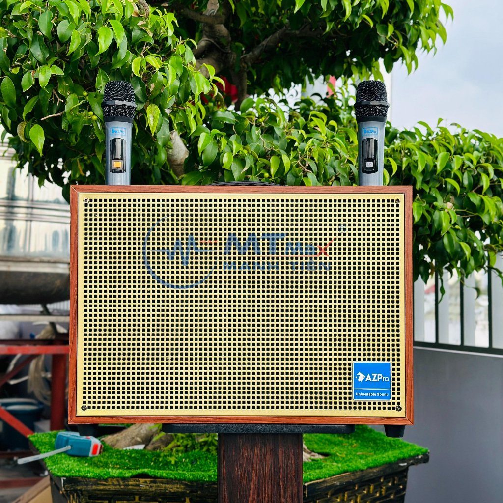 Loa Bluetooth Di Động AZPro SG09 - Loa 2 Đường Tiếng Bass25 Siêu Trầm Âm Thanh Mạnh Mẽ Vô Đối Đi Kèm 2 Micro Không Dây