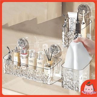 Khay Đựng Đồ Đa Năng Sử Dụng Lực Hút Chân Không Siêu Mạnh Trang Trí Nhà Tắm, Nhà Bếp , Có Thể Tái Sử Dụng