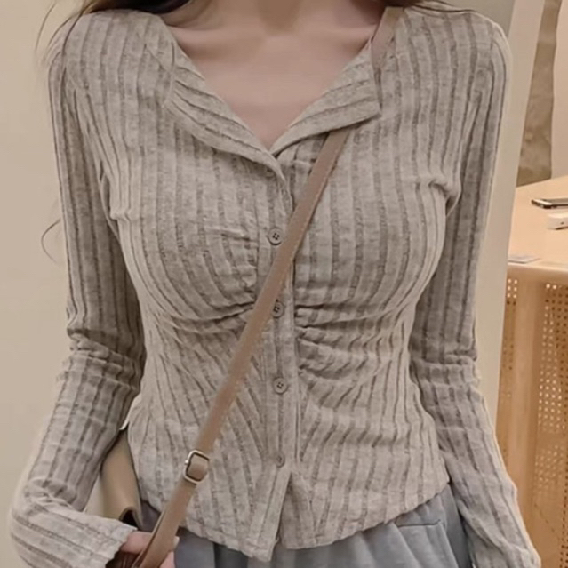 Áo cardigan dệt kim tay dài dáng ôm  thời trang thu đông xinh xắn cho phụ nữ