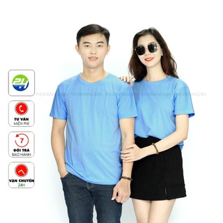Áo Thun Màu Xanh Biển THOITRANG24H Phom Xuông Cho Nam Và Nữ Vải Dày Mịn Không Xù Lông