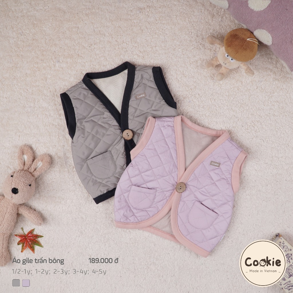 Cookie - Gile trần bông siêu ấm có túi cho bé trai bé gái