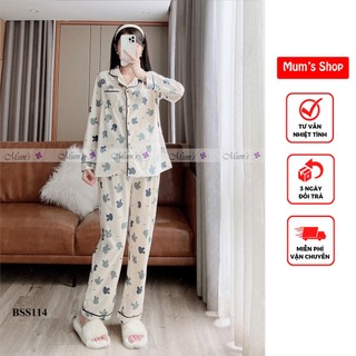  Đồ bộ bầu và sau sinh thu đông Mum's shop BSS114 Bộ pizama nhung thỏ cute dày ấm 3 màu xinh 