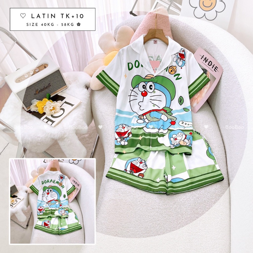 (40-56kg F1) Đồ bộ đùi latin/mango TNQN pijama/pyjama/pizama BOO BOO. drap gối codipa. doraemon