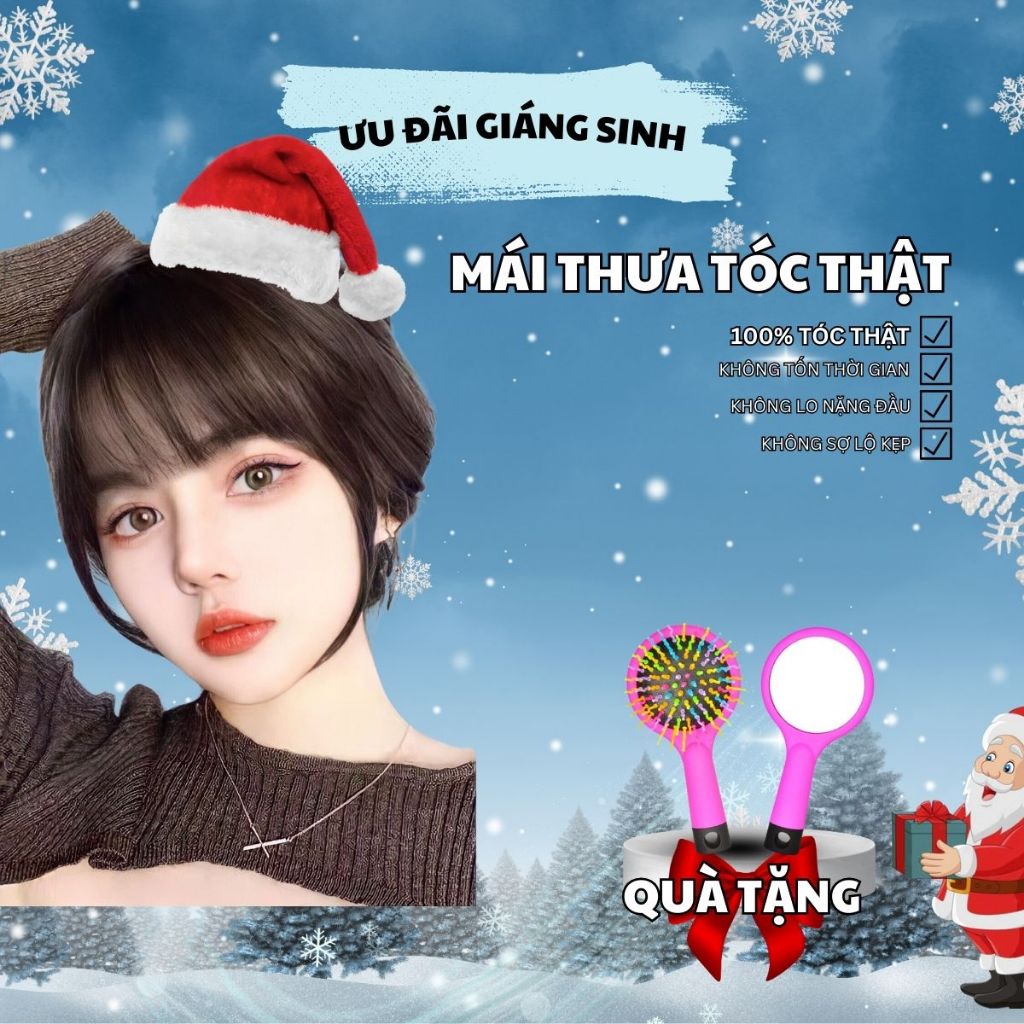 Tóc mái thưa giả được làm từ 100% từ tóc thật, mái giả tóc thật, tóc giả MySa