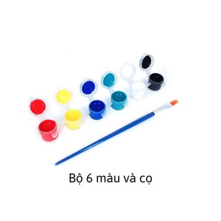 Bộ 6 màu vẽ Acrylic 3ml và cọ vẽ