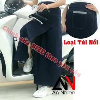 Váy chống nắng loại xẻ tà chất JEAN Trơn cố định bằng miếng dán kết hợp mới nút bấm eo từ 65cm đến 90cm chiều dài 98cm
