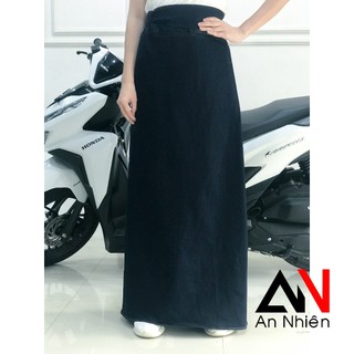 váy chống nắng loại 1 tà chất liệu JEAN mềm co giãn có thêu hoa văn cố định bằng miếng dán kết hợp nút bấm