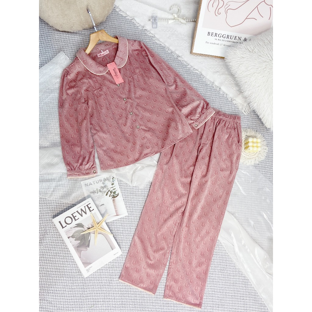 Bộ Đồ nhung tăm pijama nữ Anna cao cấp, họa tiết mickey dễ thương, kiểu dài tay quần dài, chất mềm, dày dặn