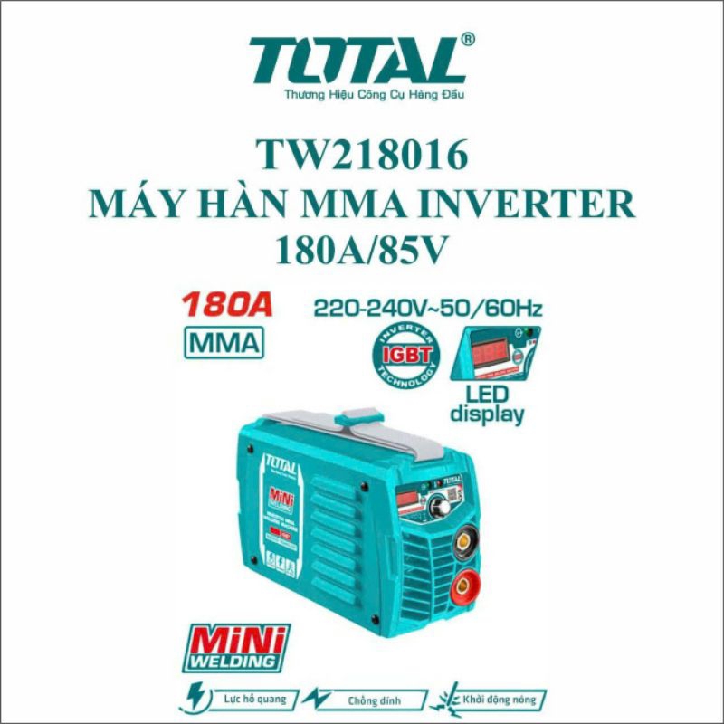 Máy hàn 180A mini TOTAL TW218016 (mẫu mới)