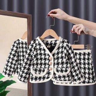Set áo dạ chân váy chữ A cho các bé gái từ 3-6y quần áo trẻ em, set dạ cho bé gái, quần áo bé gái hàn quốc