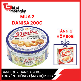 [Mua 1 tặng 1 Danisa việt quất 90g] Combo 2 hộp Bánh quy bơ Danisa Size nhỏ Hộp 200gX2 Date T2/2024