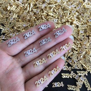 Charm đính móng tay nail charm 2024 màu vàng và bạc charm tết siêu sáng lấp lánh