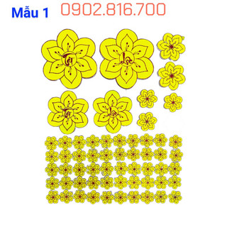 Set Hoa mai - Bông mai - hoa đào xốp đủ cỡ dán tường - dán kiếng phụ kiện trang trí tết