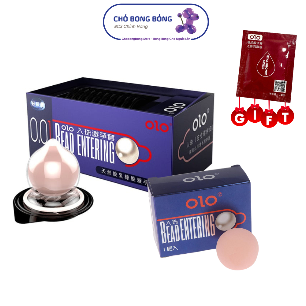 Bao cao su BCS Condom OLO Bead Entering siêu mỏng 0.01 Hộp 10 bao + 1 bi 3cm