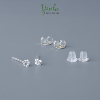 Bông tai nụ đá size mini 2mm khuyên tai bạc Yinbe Silver bạc s99 đeo tai, mũi (có bán lẻ 1 chiếc) chốt bạc