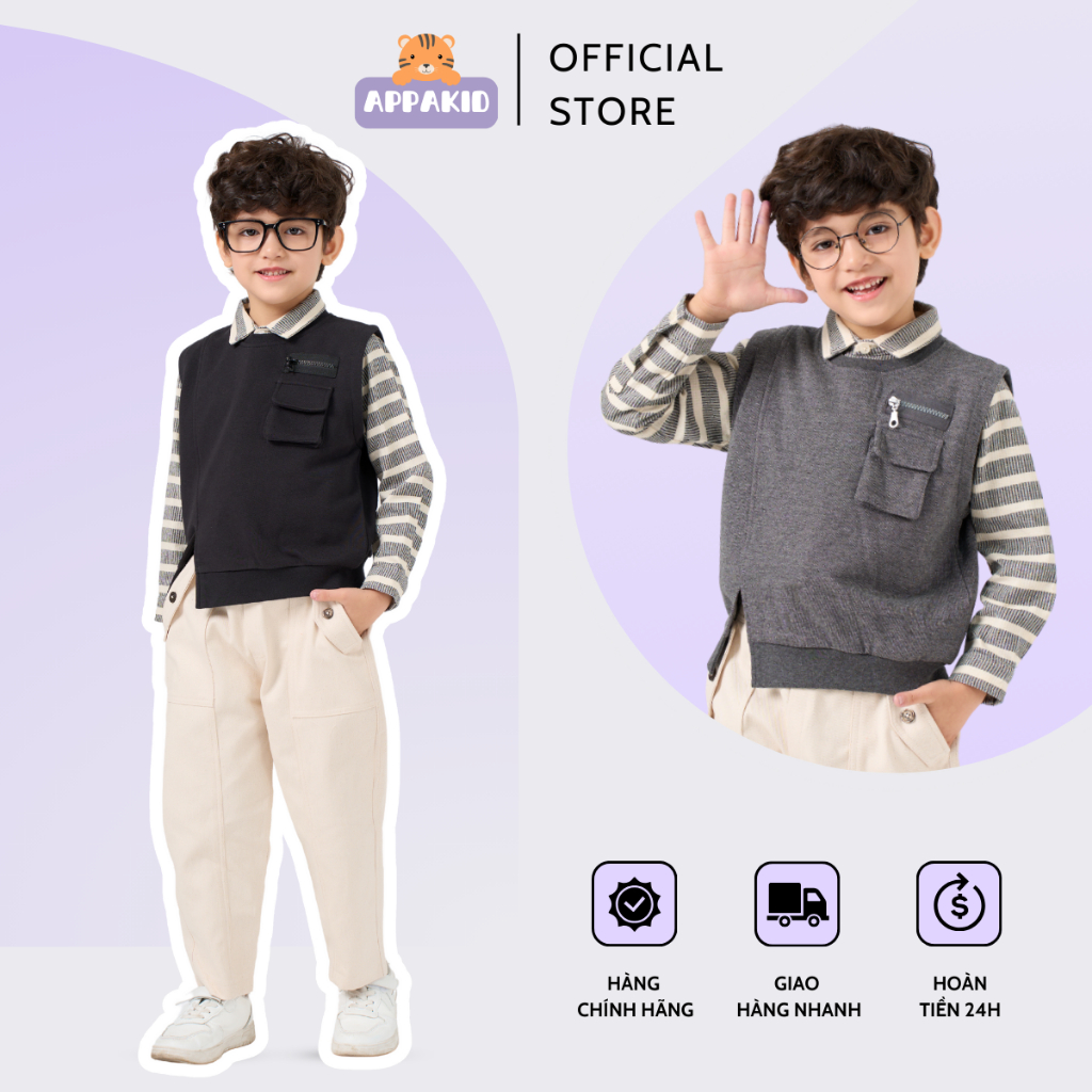 Áo gi lê trẻ em chất liệu cao cấp hàng thiết kế, Áo thu đông bé trai 3 màu có size đại