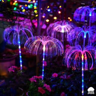 ( hàng chuẩn) Đèn năng lượng mặt trời,đèn sợi quang hình sứa chống nước trang trí sân vườn, Đèn sứa đa sắc