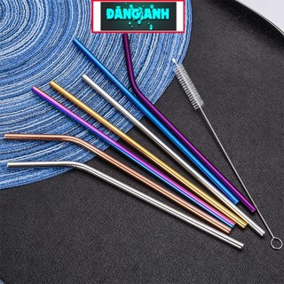 Ống Hút Inox Thép Không Gỉ 304 Cao Cấp Và Bàn Chải Cọ Rửa - Ống Hút Dài Đủ Size Cho Mọi Đồ Uống & Trà Sữa