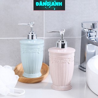 Bình đựng sữa tắm - dầu gội - nước rửa tay gia đình, khách sạn 400ml xanh/hồng