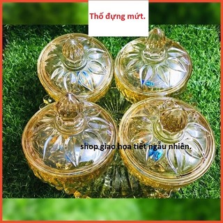 Thố đựng mứt, bánh kẹo, hạt... 3 chân màu vàng