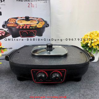 Nồi lẩu điện nướng đa năng Sharp KS42 2 Trong 1 chính hãng, Nồi lẩu điện nướng Sharp KS38 đa năng