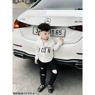 Sơmi dài tay đũi lụa sịn logo big ICON cho các bé