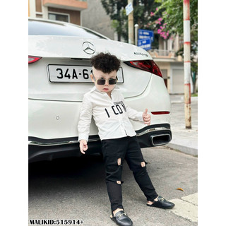 Sơmi dài tay đũi lụa sịn logo big ICON cho các bé