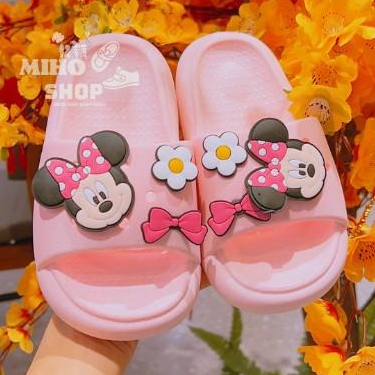 Dép Quai Ngang Gắn Sticker Mickey Hồng Cao Cấp Siêu Đẹp Cho Bé