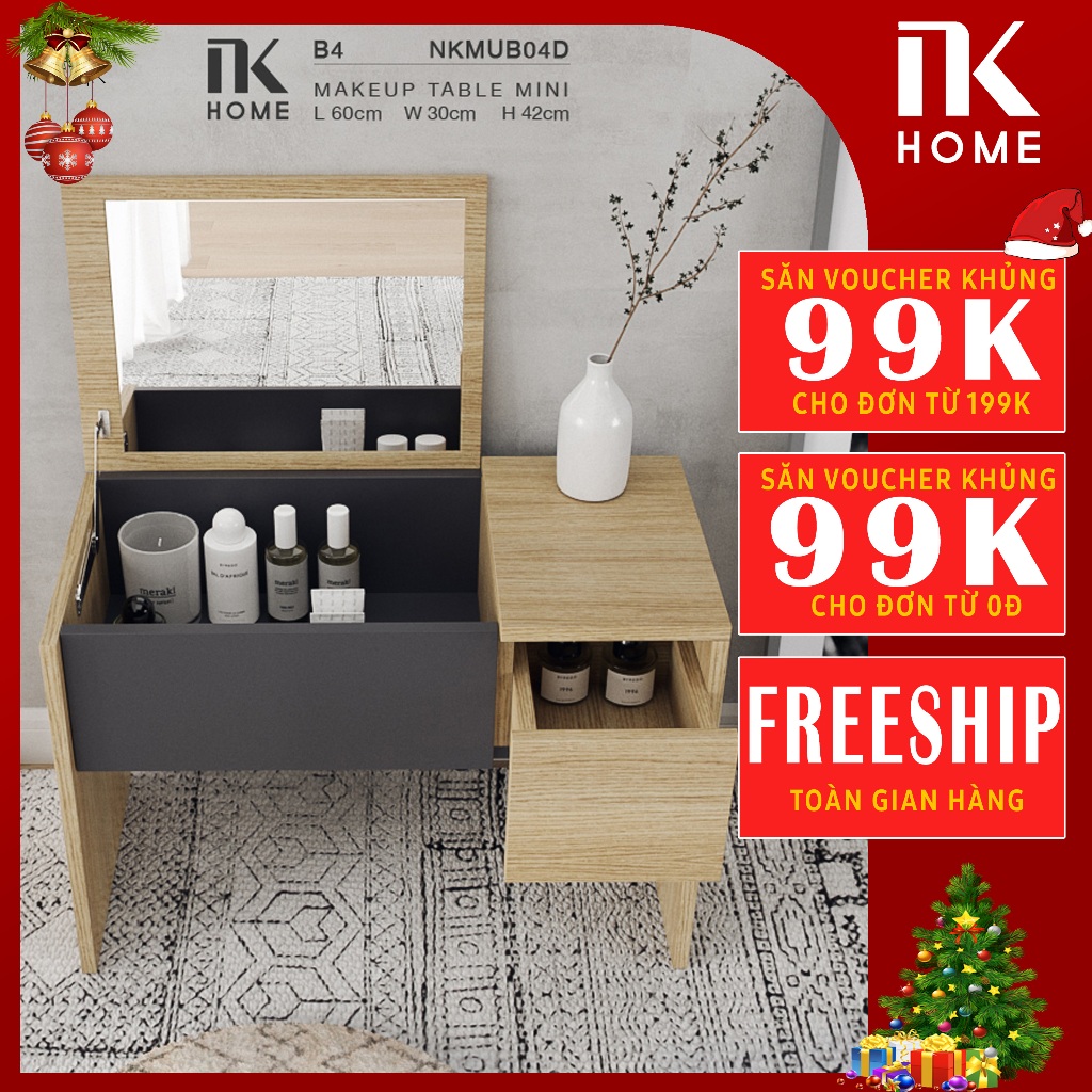 Bàn Trang Điểm Mini Bệt Kết Hợp Bàn Làm Việc Bàn Ăn Có Gương Nhỏ Gọn Tiện Lợi Dễ Dàng Lắp Đặt Và Di Chuyển B4-NKMUB04D