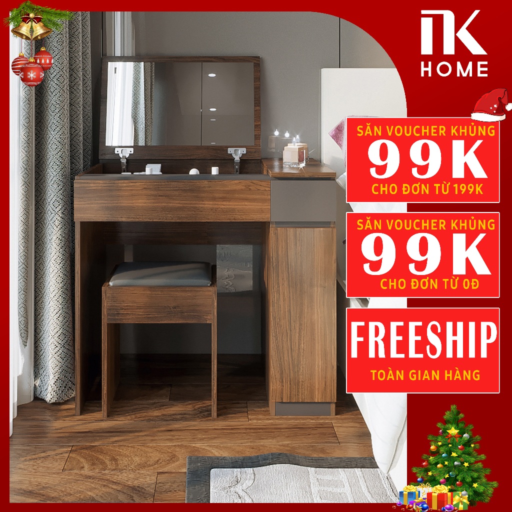 Bàn Trang Điểm( Không Kèm Ghế ) Kèm Gương Phong Cách Hàn Quốc Ngăn Kéo Thông Minh - Gỗ MDF Melamine Cao Cấp B1A-NKMUA01N