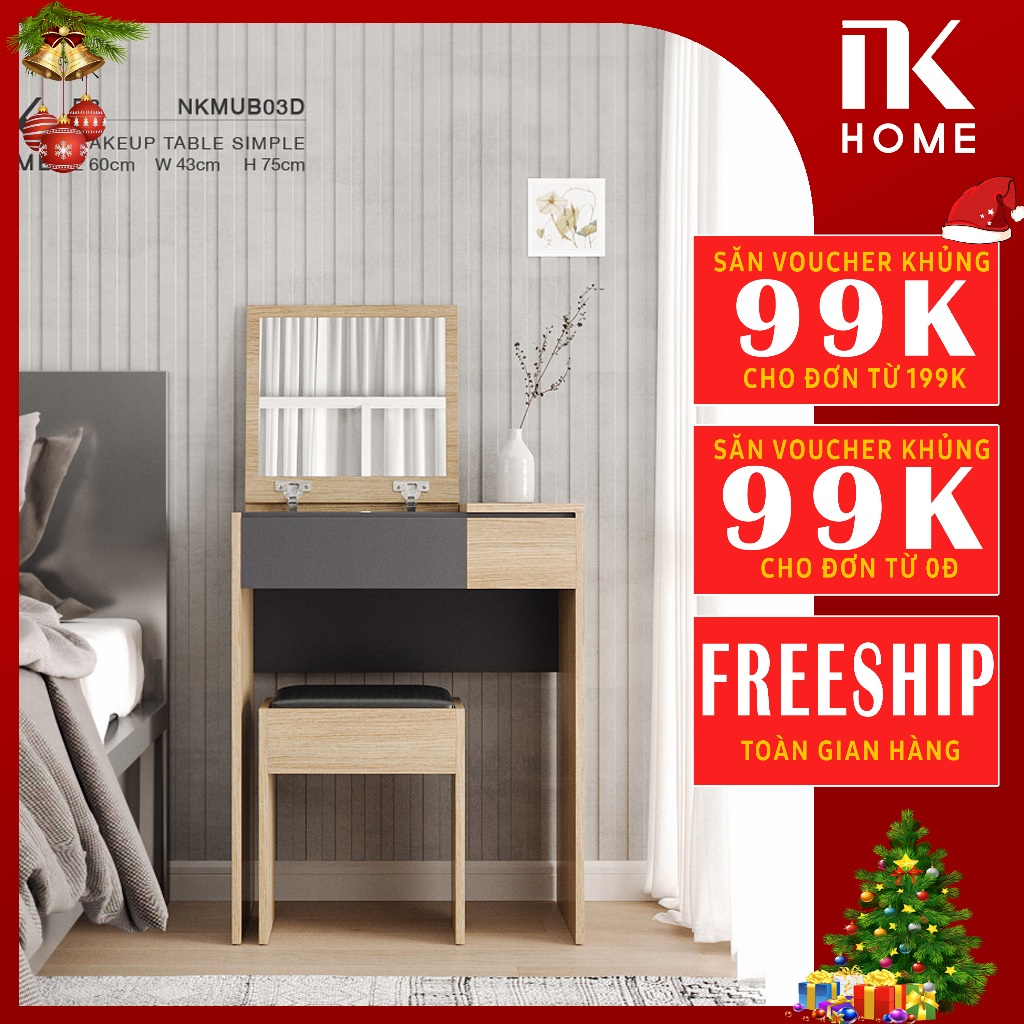 Bàn Trang Điểm ( Không Kèm Ghế) Có Gương Đa Năng Phong Cách Hàn Quốc Tiết Kiệm Diện Tích Sang Trọng B3-NKMUB03D