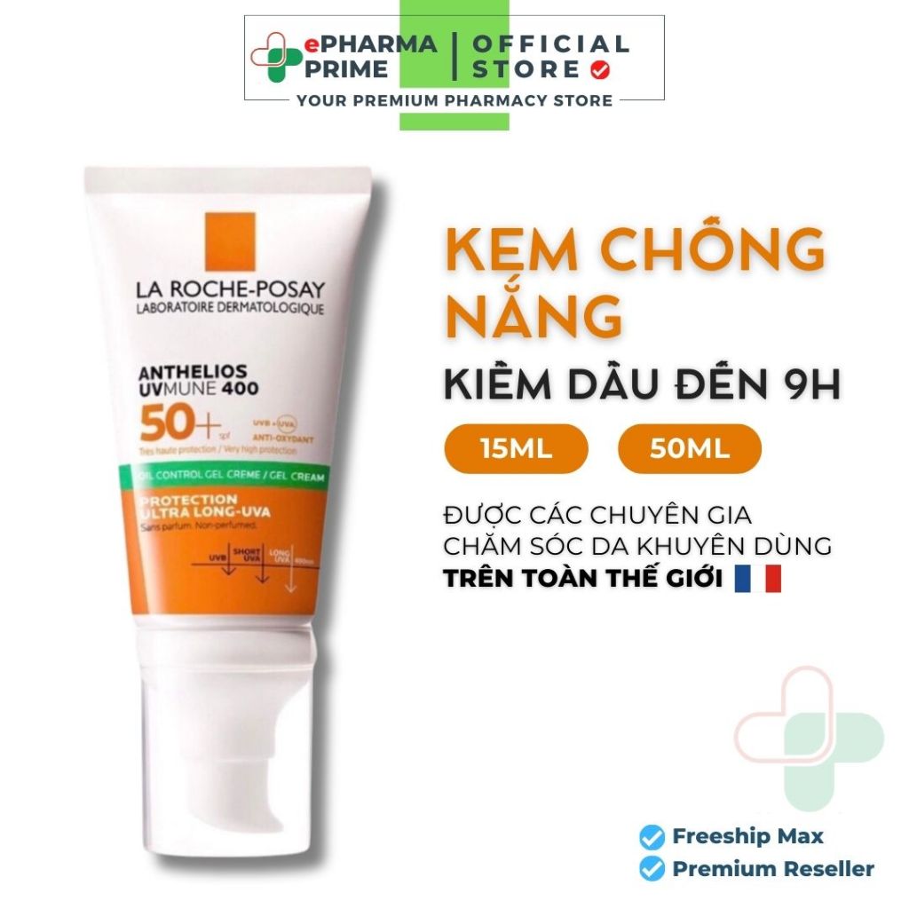 Kem Chống Nắng La Roche Posay Anthelios UVMUNE 400 SPF50+ Giúp Giảm Bóng Nhờn Da 50ml