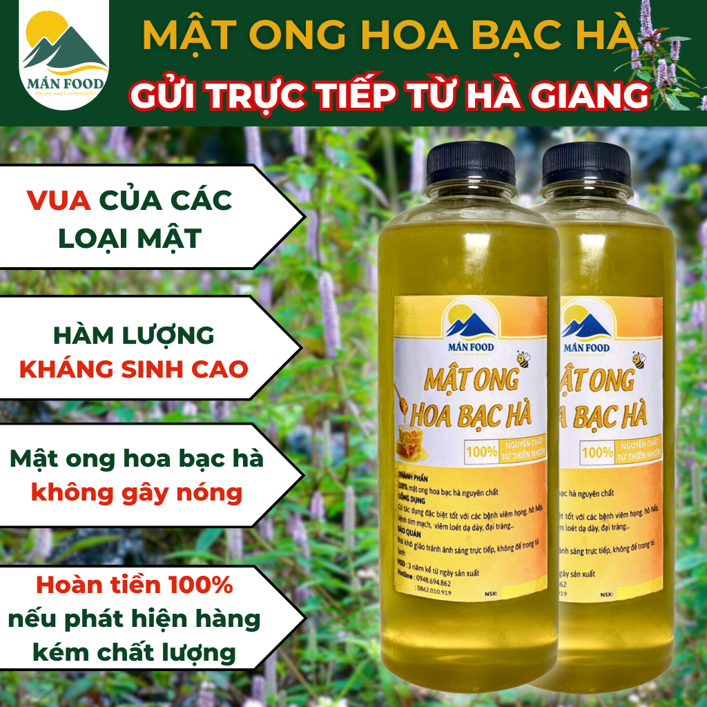 MẬT ONG BẠC HÀ NGUYÊN CHẤT HÀ GIANG ( Thơm Chuẩn Đặc Nhiều Ga )