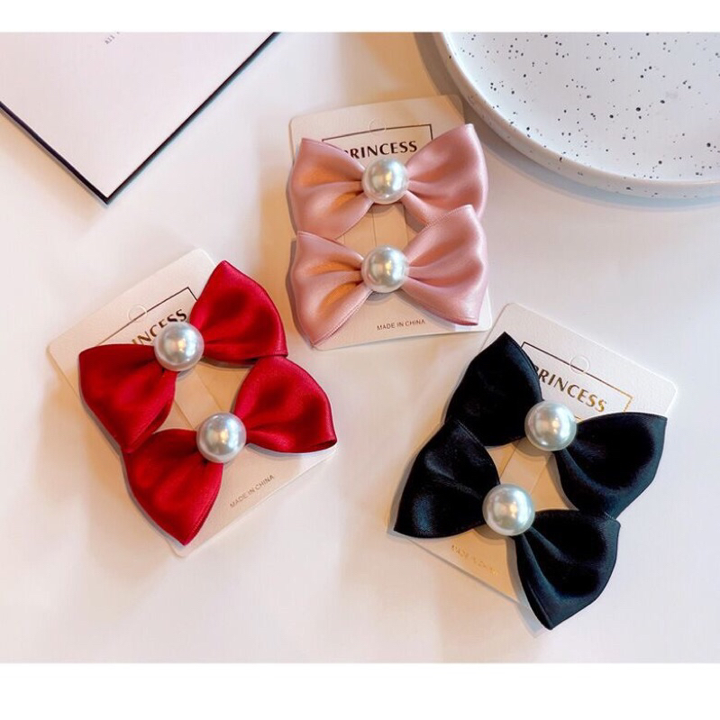 set 2 kẹp tóc nơ , kẹp tóc mái cho bé gái