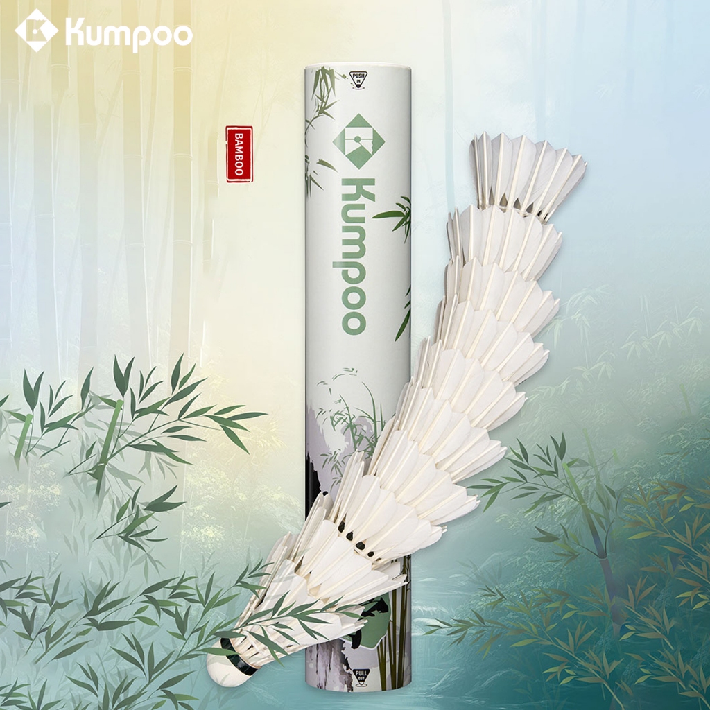 Quả cầu lông Kumpoo Bamboo chính hãng, hộp cầu, ống cầu lông 12 quả siêu bền, chịu va đập tốt, cho thi đấu và tập luyện