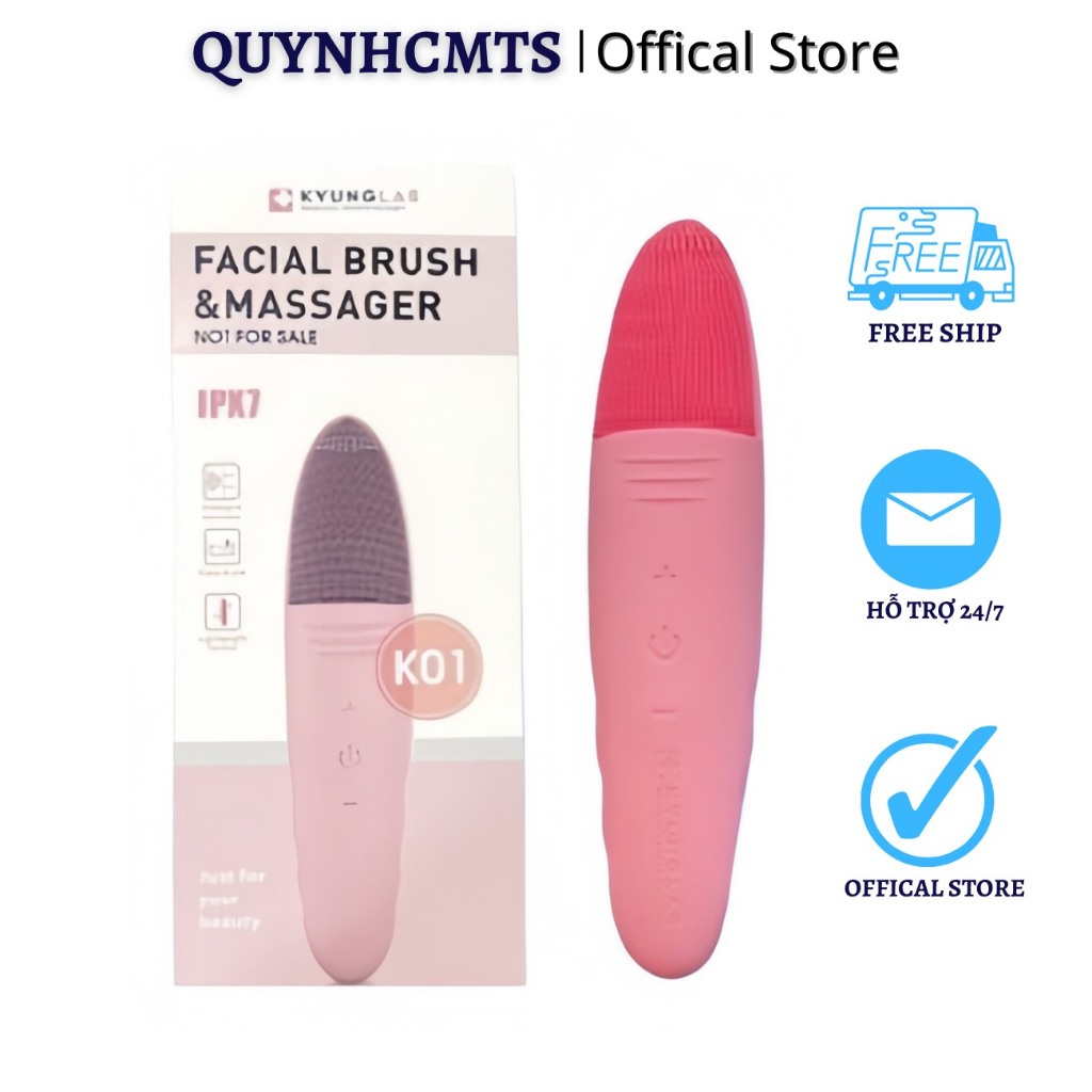 Máy rửa mặt KYUNGLAB FACIAL BRUSH &amp; MASSAGER 5 cấp độ rung, sạch da, chống lão hóa