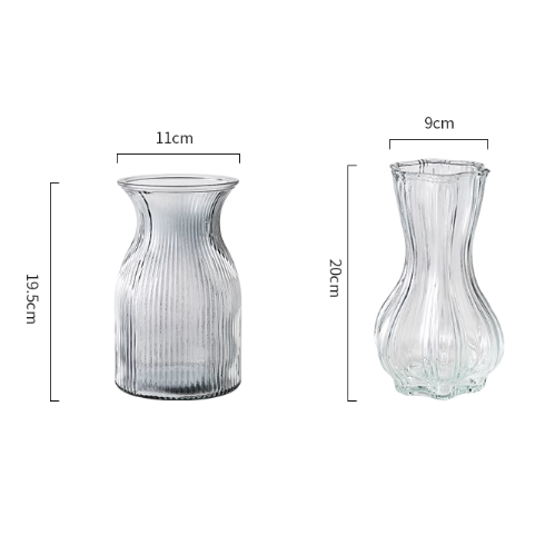 Bình hoa, Lọ hoa thuỷ tinh Niho trong suốt cắm hoa phong cách Bắc Âu trang trí phòng khách sang trọng NHD21044&NHD21045