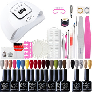 Combo nail, bộ làm móng gồm 22 chai sơn gel, base top, máy hơ gel Sun5MAX, dụng cụ làm móng, phụ kiện nail