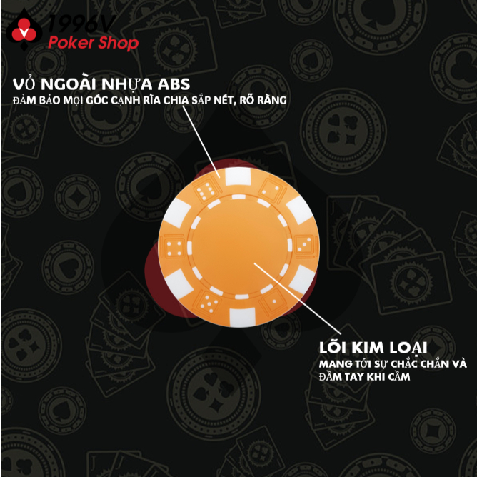 Chip Poker không số, phỉnh Dice chip set Pocker ABS đẹp giá rẻ - 1996V Poker Shop