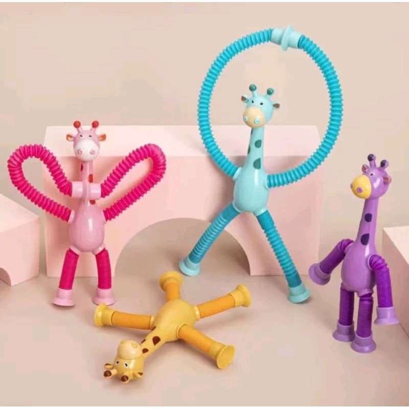 Đồ Chơi Hươu Cao Cổ Kéo Dãn Lò Xo Kéo Dài Chân Tay Có Đèn LED Cho Bé