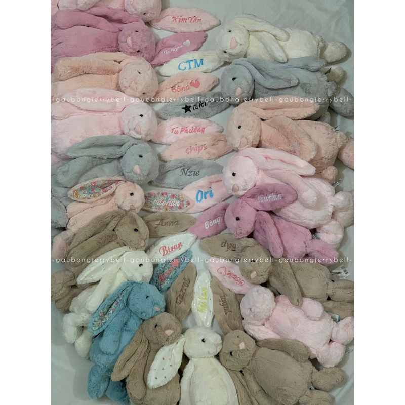 Chi phí, giá dịch vụ thêu tên lên tai thỏ Jellycat - Lưu ý : đây là dịch vụ thêu - PHẢI ĐẶT KÈM SẢN PHẨM GẤU THỎ