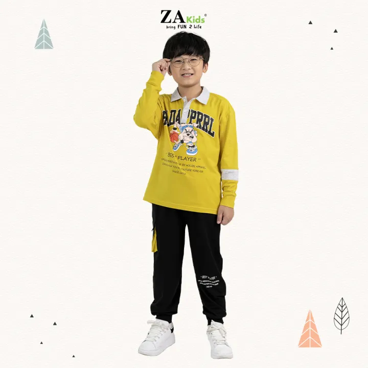 Bộ Quần Áo Tay Dài Bé Trai Cotton ZA Kids ZA22030TD. Size bé 3-10 Tuổi