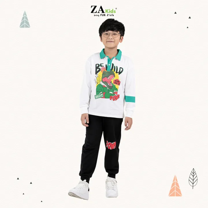 Bộ Quần Áo Tay Dài Bé Trai Cotton ZA Kids ZA22030TD. Size bé 3-10 Tuổi