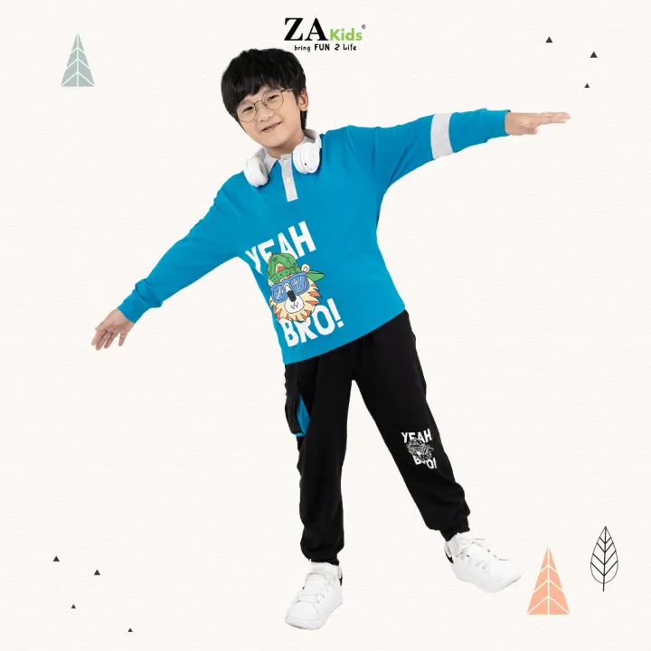 Bộ Quần Áo Tay Dài Bé Trai Cotton ZA Kids ZA22030TD. Size bé 3-10 Tuổi