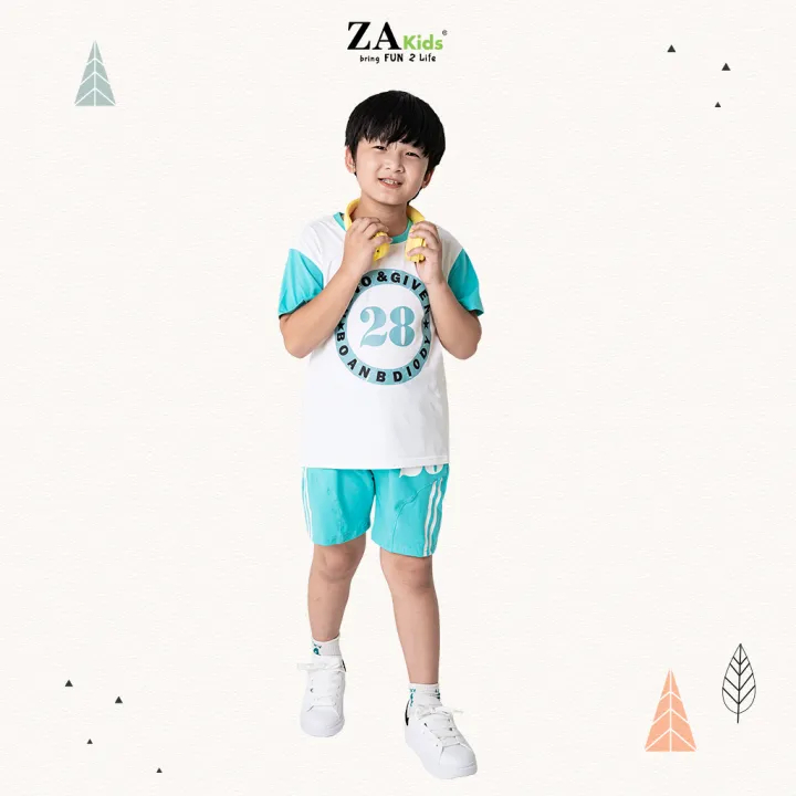 Bộ Quần Áo Tay Ngắn Bé Trai Mặc Nhà, Đi Chơi Mùa Hè Chất Vải Cotton ZA Kids ZA22164TN. Size bé 2-9 Tuổi