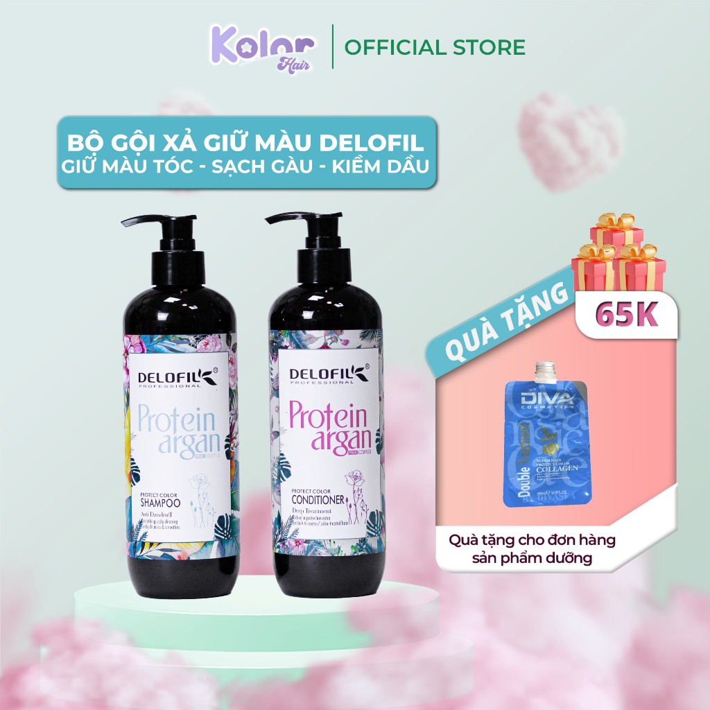 Dầu gội, dầu xả giữ màu tóc nhuộm bền màu, lâu phai Delofil Protect Color 500ml || KolorHair