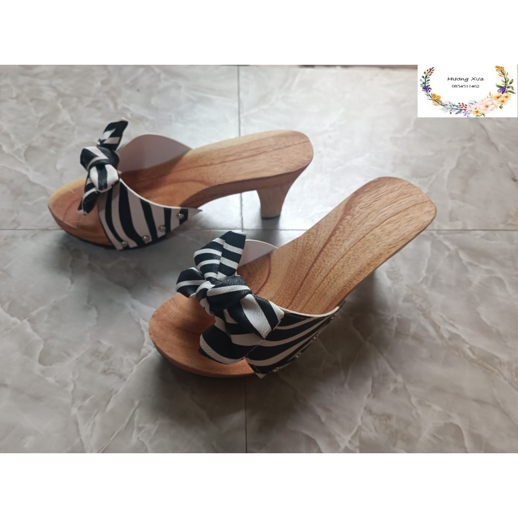 Guốc Gỗ Đế Vuông Cao 7 phân ( Có đóng thêm đế cao su )