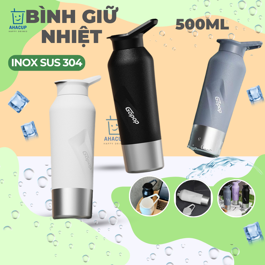 💯Bình giữ nhiệt thể thao💯bình giữ nhiệt💯 thể tích 500ML AHA-GODOP  bình nước thể thao cho mọi lứa tuổi