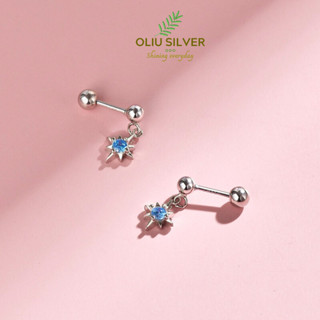  Bông Tai Bạc S925 Sao Xanh Rơi Blue Star Chốt Bi Vặn Trẻ Trung Cá Tính | Khuyên Tai Nữ Trang Sức Bạc Thời Trang 