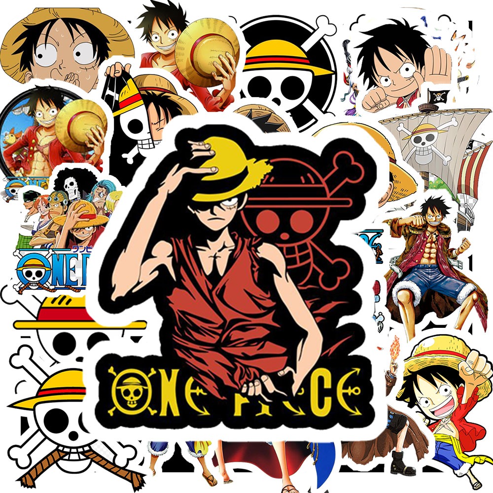 Nguyên bộ 50 Sticker One Piece chống nước sticker dán laptop, điện thoại, đàn guitar, mũ bảo hiểm, vali